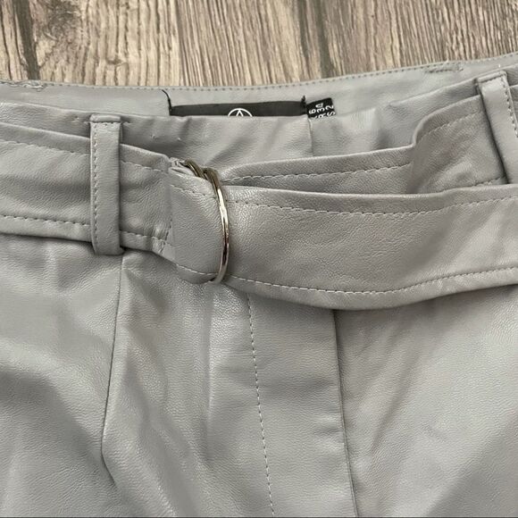 Missguided Grey Faux Leather Belted Cigarette Trousers - Picture 7 of 10